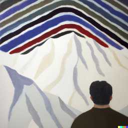 someone gazing at Mount Everest, painting by Sol LeWitt generated by DALL·E 2
